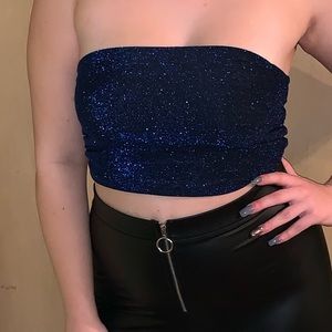 Blue sparkly tube top